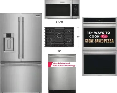 5 Piece Package Includes Refrigerator, Cooktop, Wall Oven, Microwave And Dishwasher