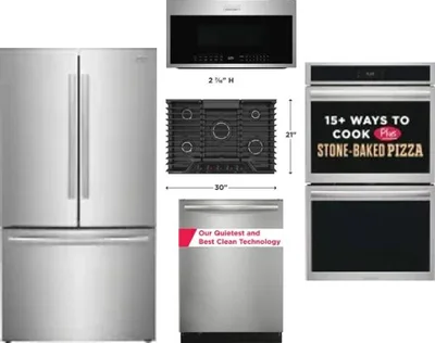 5 Piece Package Includes Refrigerator, Cooktop, Wall Oven, Microwave And Dishwasher