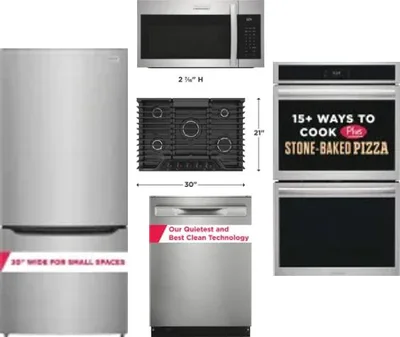 5 Piece Package Includes Refrigerator, Cooktop, Wall Oven, Microwave And Dishwasher