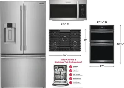 5 Piece Package Includes Refrigerator, Cooktop, Wall Oven, Microwave And Dishwasher