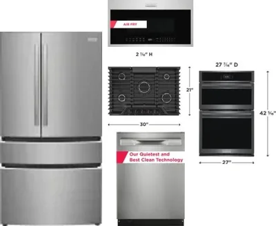 5 Piece Package Includes Refrigerator, Cooktop, Wall Oven, Microwave And Dishwasher