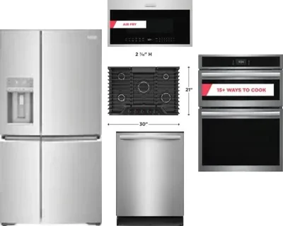 5 Piece Package Includes Refrigerator, Cooktop, Wall Oven, Microwave And Dishwasher