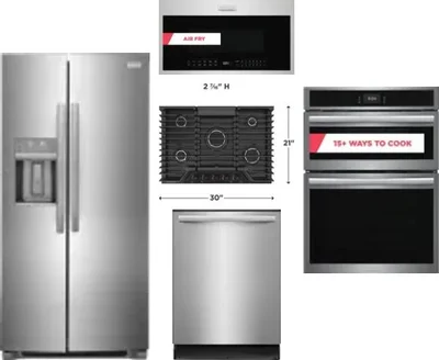 5 Piece Package Includes Refrigerator, Cooktop, Wall Oven, Microwave And Dishwasher