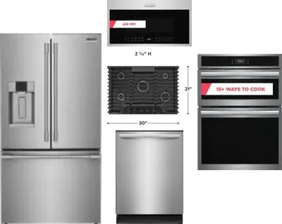 5 Piece Package Includes Refrigerator, Cooktop, Wall Oven, Microwave And Dishwasher