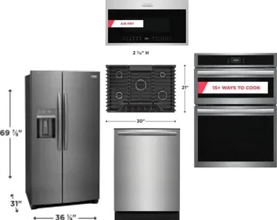 5 Piece Package Includes Refrigerator, Cooktop, Wall Oven, Microwave And Dishwasher