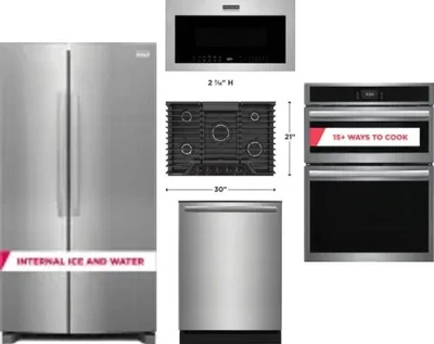 5 Piece Package Includes Refrigerator, Cooktop, Wall Oven, Microwave And Dishwasher