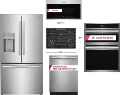 5 Piece Package Includes Refrigerator, Cooktop, Wall Oven, Microwave And Dishwasher