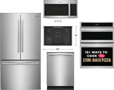 5 Piece Package Includes Refrigerator, Cooktop, Wall Oven, Microwave And Dishwasher