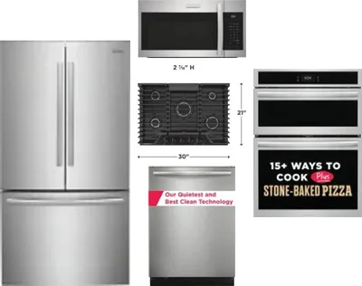 5 Piece Package Includes Refrigerator, Cooktop, Wall Oven, Microwave And Dishwasher