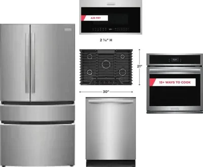 5 Piece Package Includes Refrigerator, Cooktop, Wall Oven, Microwave And Dishwasher