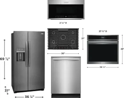 5 Piece Package Includes Refrigerator, Cooktop, Wall Oven, Microwave And Dishwasher