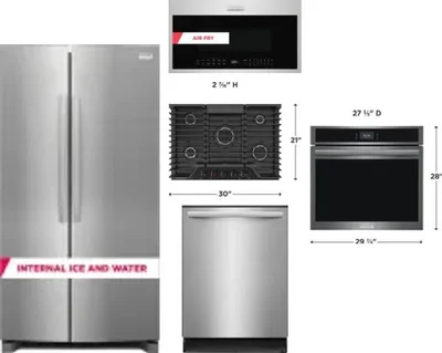 5 Piece Package Includes Refrigerator, Cooktop, Wall Oven, Microwave And Dishwasher