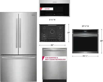 5 Piece Package Includes Refrigerator, Cooktop, Wall Oven, Microwave And Dishwasher