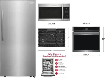 5 Piece Package Includes Refrigerator, Cooktop, Wall Oven, Microwave And Dishwasher