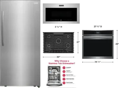 5 Piece Package Includes Refrigerator, Cooktop, Wall Oven, Microwave And Dishwasher
