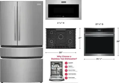 5 Piece Package Includes Refrigerator, Cooktop, Wall Oven, Microwave And Dishwasher