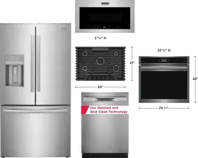 5 Piece Package Includes Refrigerator, Cooktop, Wall Oven, Microwave And Dishwasher