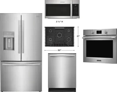 5 Piece Package Includes Refrigerator, Cooktop, Wall Oven, Microwave And Dishwasher