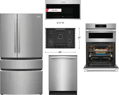 5 Piece Package Includes Refrigerator, Cooktop, Wall Oven, Microwave And Dishwasher