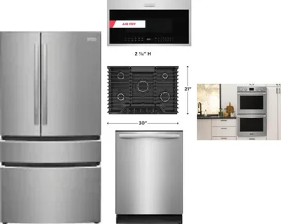 5 Piece Package Includes Refrigerator, Cooktop, Wall Oven, Microwave And Dishwasher