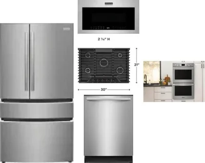 5 Piece Package Includes Refrigerator, Cooktop, Wall Oven, Microwave And Dishwasher
