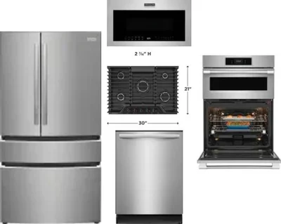 5 Piece Package Includes Refrigerator, Cooktop, Wall Oven, Microwave And Dishwasher