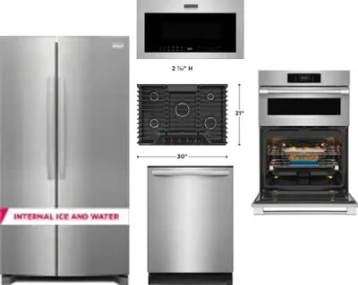 5 Piece Package Includes Refrigerator, Cooktop, Wall Oven, Microwave And Dishwasher