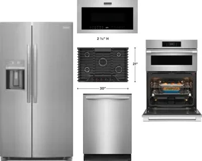 5 Piece Package Includes Refrigerator, Cooktop, Wall Oven, Microwave And Dishwasher