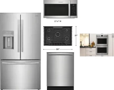 5 Piece Package Includes Refrigerator, Cooktop, Wall Oven, Microwave And Dishwasher