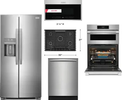 5 Piece Package Includes Refrigerator, Cooktop, Wall Oven, Microwave And Dishwasher
