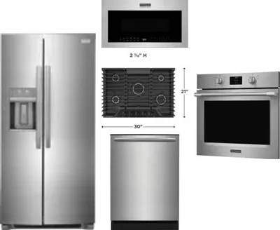 5 Piece Package Includes Refrigerator, Cooktop, Wall Oven, Microwave And Dishwasher