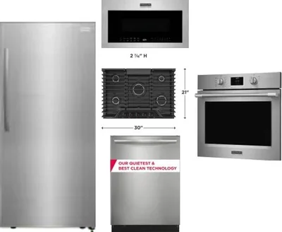 5 Piece Package Includes Refrigerator, Cooktop, Wall Oven, Microwave And Dishwasher