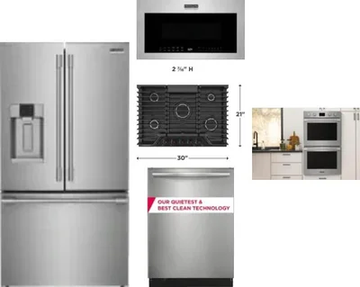 5 Piece Package Includes Refrigerator, Cooktop, Wall Oven, Microwave And Dishwasher