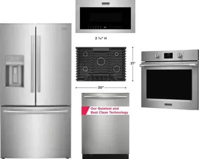 5 Piece Package Includes Refrigerator, Cooktop, Wall Oven, Microwave And Dishwasher