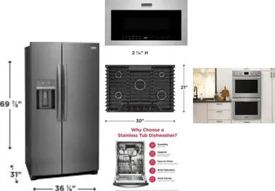 5 Piece Package Includes Refrigerator, Cooktop, Wall Oven, Microwave And Dishwasher