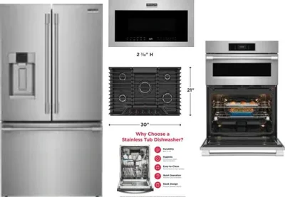 5 Piece Package Includes Refrigerator, Cooktop, Wall Oven, Microwave And Dishwasher