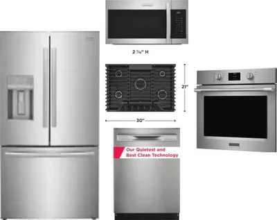 5 Piece Package Includes Refrigerator, Cooktop, Wall Oven, Microwave And Dishwasher