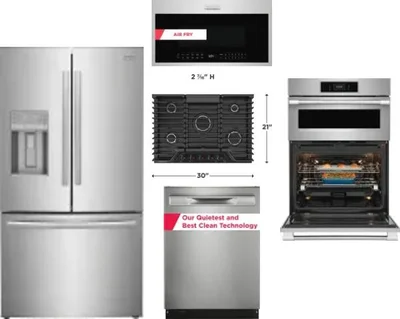 5 Piece Package Includes Refrigerator, Cooktop, Wall Oven, Microwave And Dishwasher