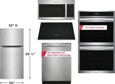 5 Piece Package Includes Refrigerator, Cooktop, Wall Oven, Microwave And Dishwasher