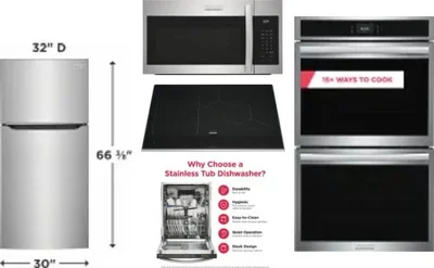 5 Piece Package Includes Refrigerator, Cooktop, Wall Oven, Microwave And Dishwasher