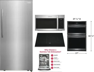 5 Piece Package Includes Refrigerator, Cooktop, Wall Oven, Microwave And Dishwasher