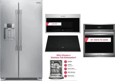 5 Piece Package Includes Refrigerator, Cooktop, Wall Oven, Microwave And Dishwasher