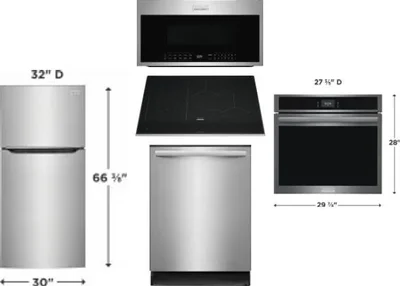 5 Piece Package Includes Refrigerator, Cooktop, Wall Oven, Microwave And Dishwasher