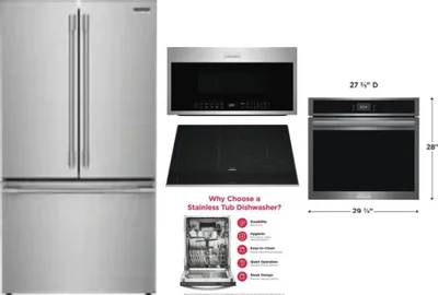 5 Piece Package Includes Refrigerator, Cooktop, Wall Oven, Microwave And Dishwasher