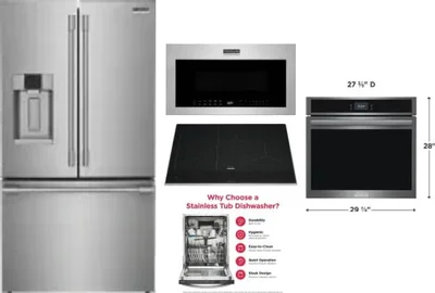 5 Piece Package Includes Refrigerator, Cooktop, Wall Oven, Microwave And Dishwasher