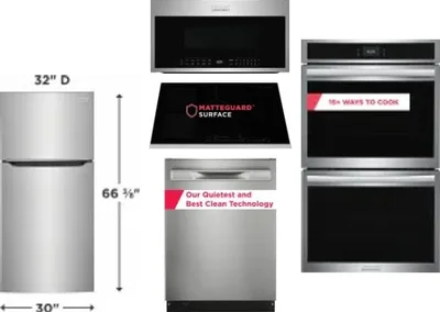 5 Piece Package Includes Refrigerator, Cooktop, Wall Oven, Microwave And Dishwasher