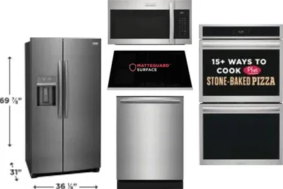 5 Piece Package Includes Refrigerator, Cooktop, Wall Oven, Microwave And Dishwasher