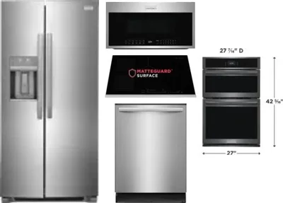 5 Piece Package Includes Refrigerator, Cooktop, Wall Oven, Microwave And Dishwasher