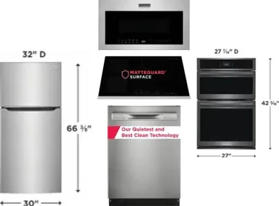 5 Piece Package Includes Refrigerator, Cooktop, Wall Oven, Microwave And Dishwasher