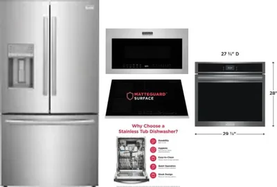 5 Piece Package Includes Refrigerator, Cooktop, Wall Oven, Microwave And Dishwasher
